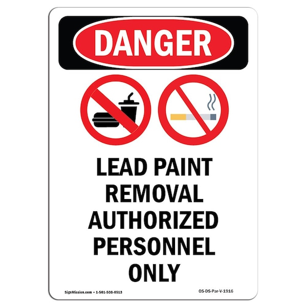 Safety Sign, OSHA Danger, 5" Height, Portrait Lead Paint, Portrait, 10PK